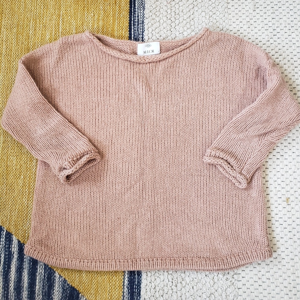 Allude Cashmere Pink Boatneck Plush Boxy Sweater